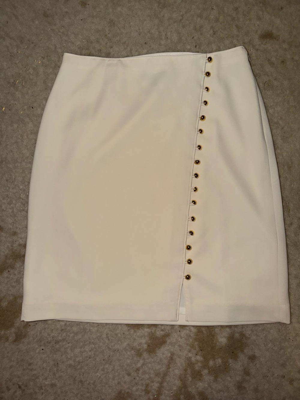 NWT Talbots White A-Line Skirt with Gold Side Buttons side zip size 6P